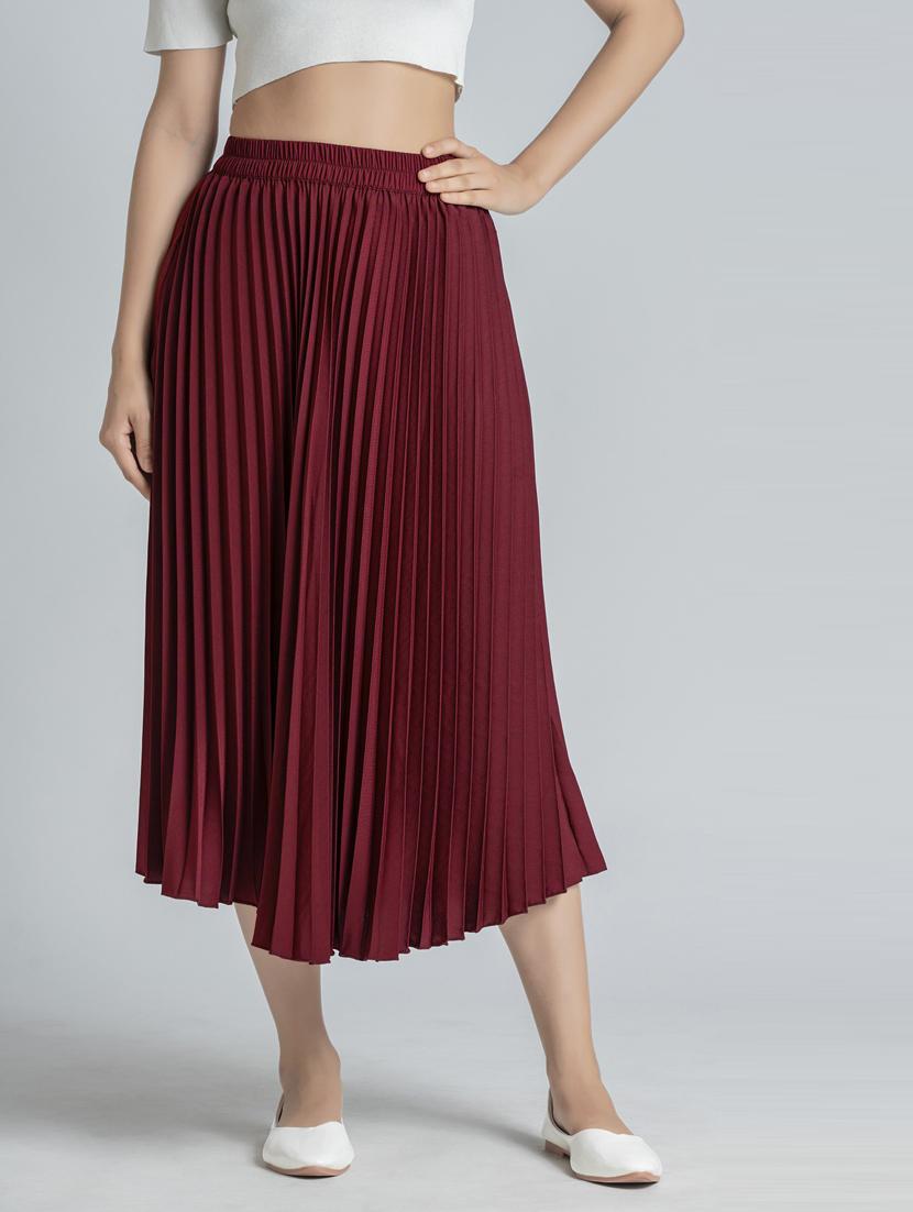 women mid-rise solid pleated skirt - 21008476 - Zoom Image - 0