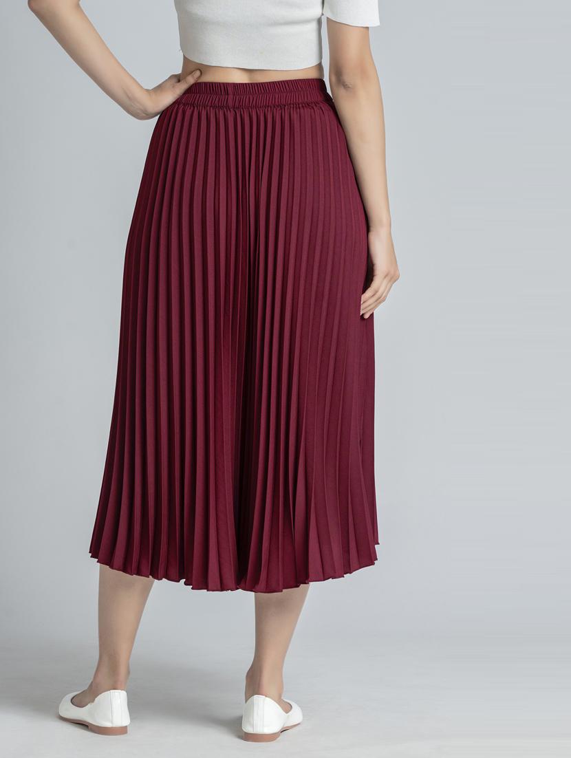 women mid-rise solid pleated skirt - 21008476 - Standard Image - 3