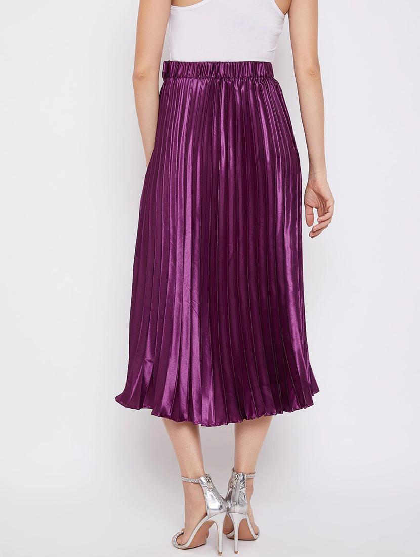 solid purple pleated detailed skirt - 21008486 - Standard Image - 3