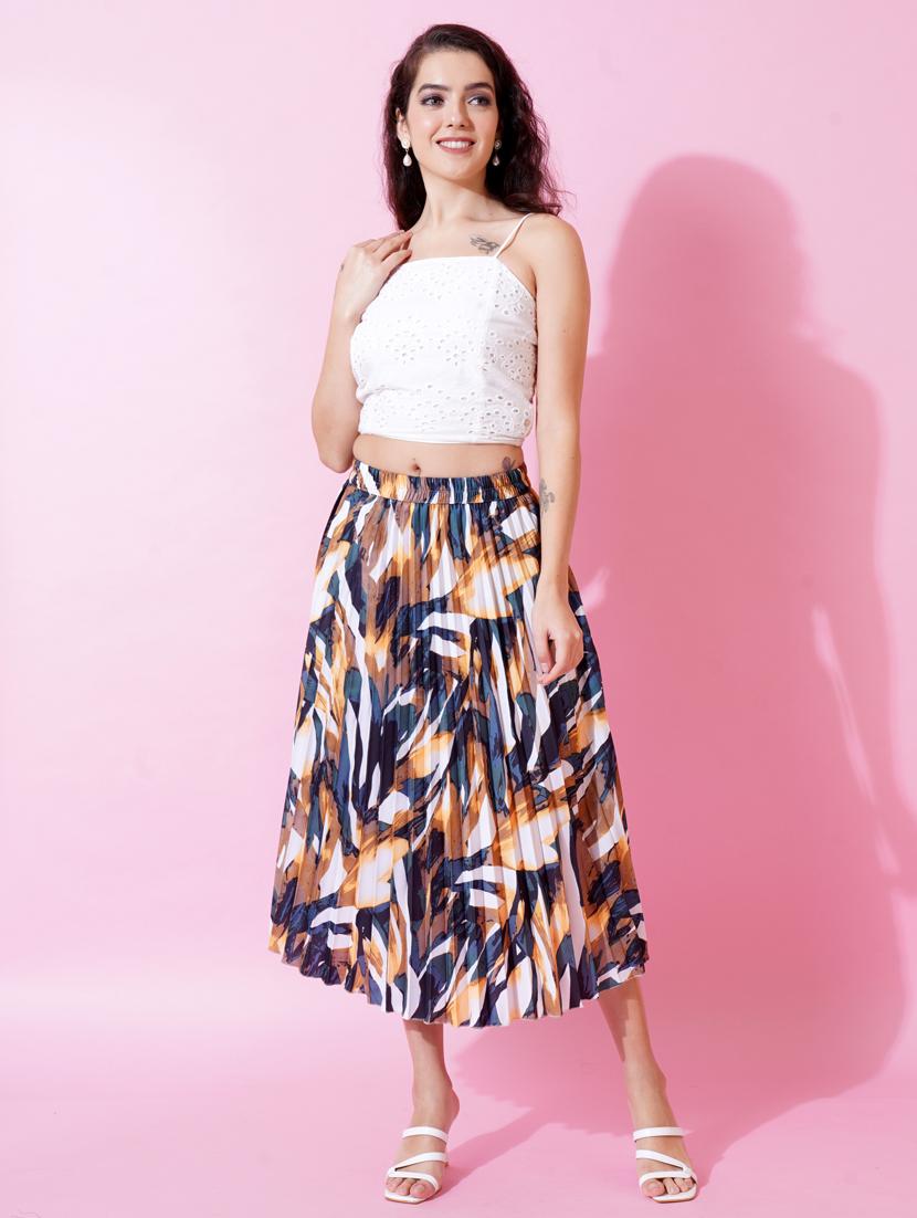 multi coloured printed pleated detailed skirt - 21008502 - Standard Image - 3