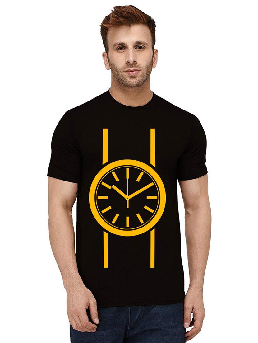 black front printed casual t-shirt - 21011404 - Zoom Image - 0