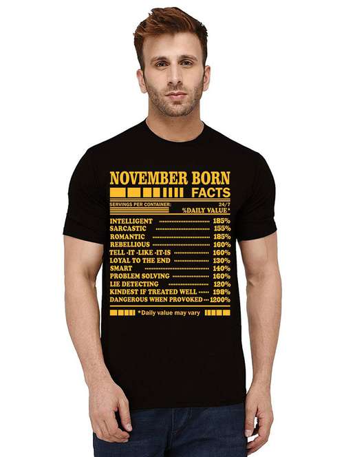 men round neck front printed t-shirt