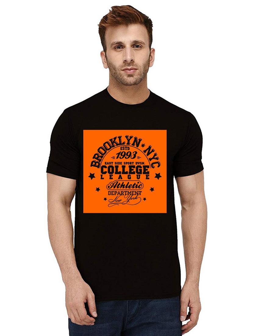 men round neck front printed t-shirt - 21011912 - Zoom Image - 0