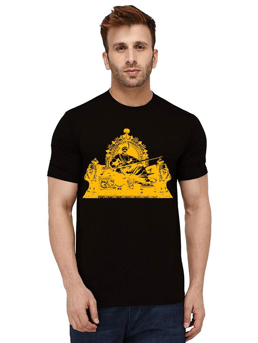 men round neck front print t-shirt - 21012308 - Zoom Image - 0