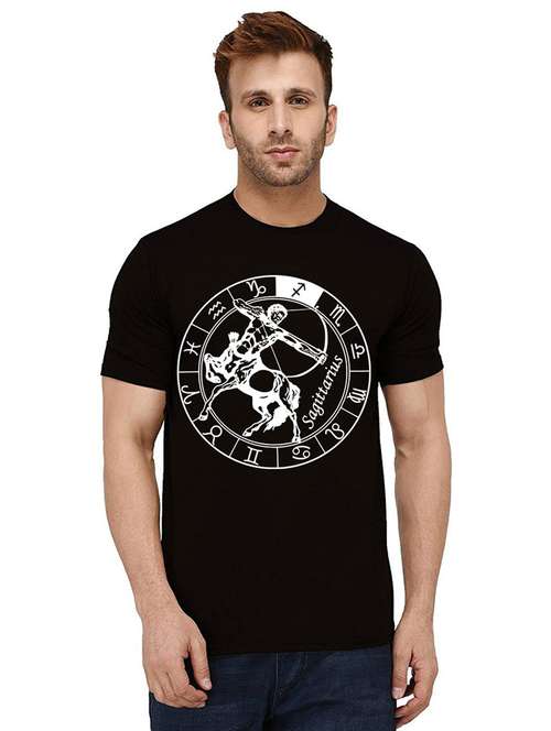 black front printed casual t-shirt - 21012568 - Standard Image - 0