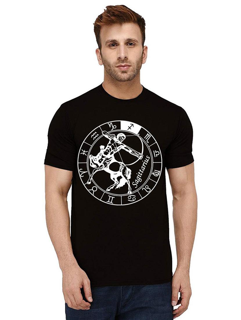 black front printed casual t-shirt - 21012568 - Zoom Image - 0