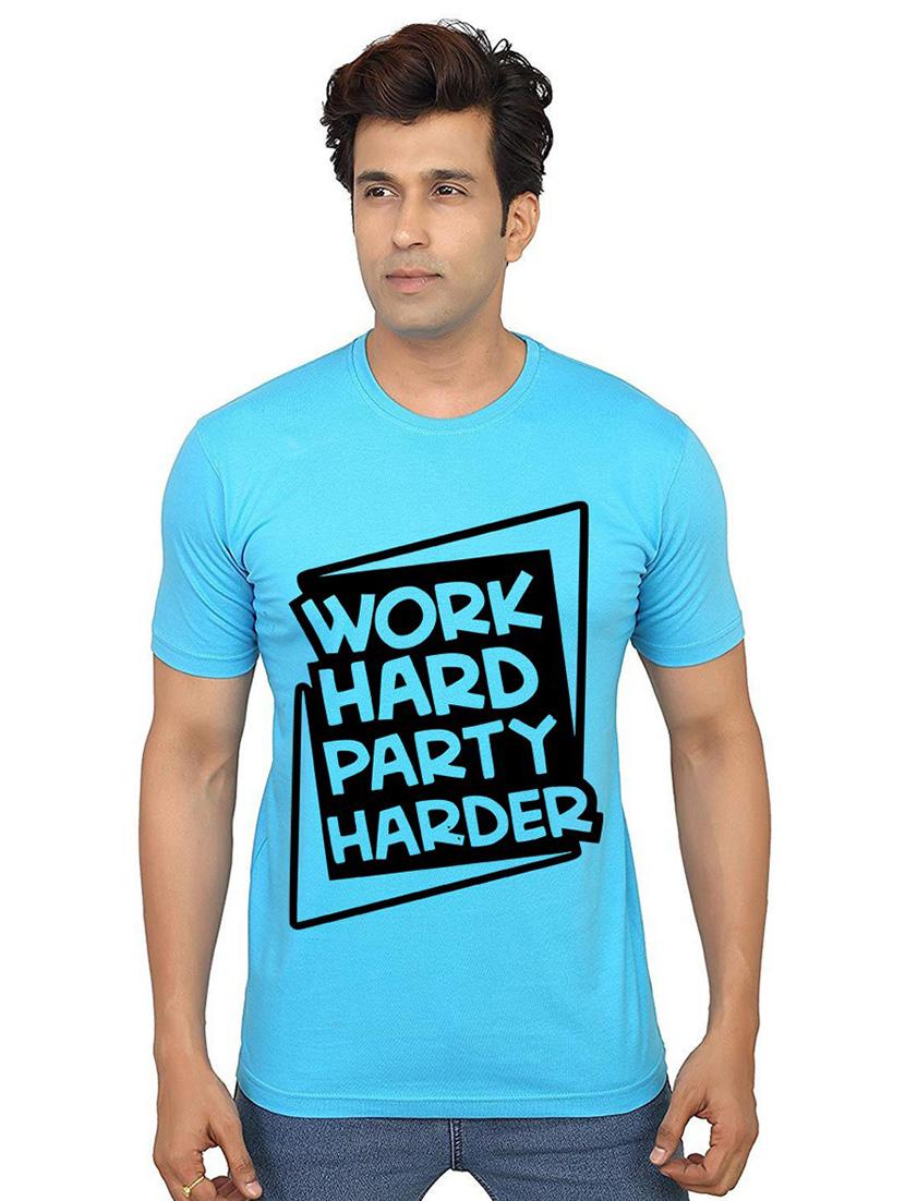 men round neck front print t-shirt - 21012826 -  Zoom Image - 0