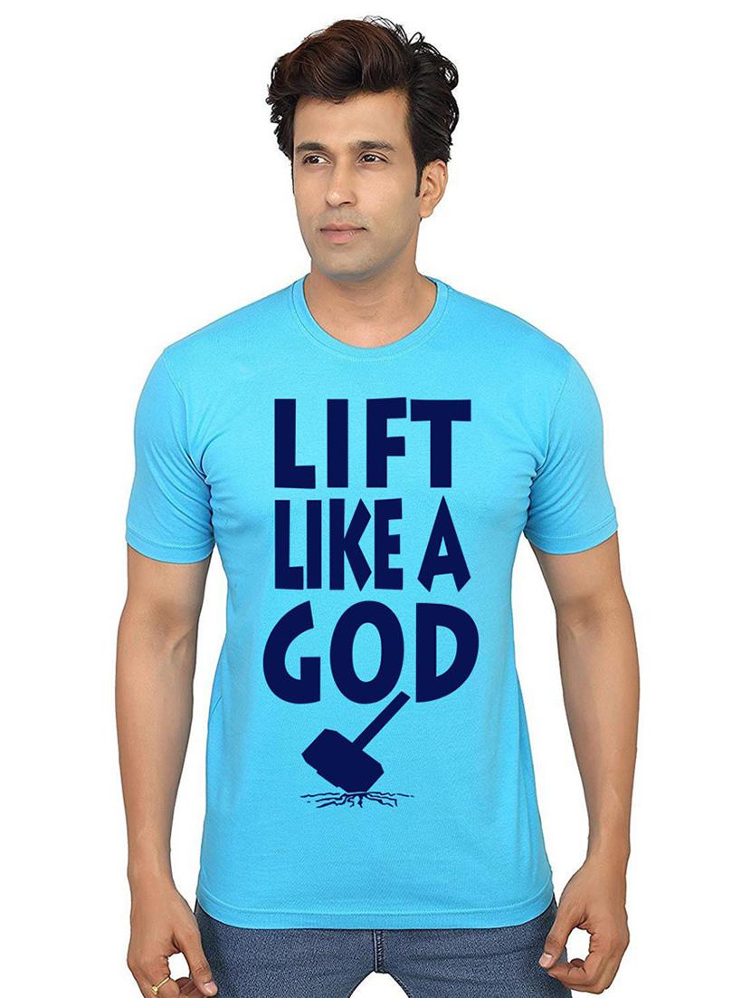 men round neck front printed t-shirt - 21013296 - Zoom Image - 0