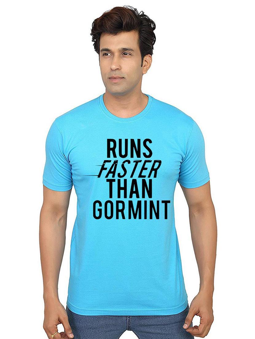 light blue front printed casual t-shirt - 21013512 - Zoom Image - 0