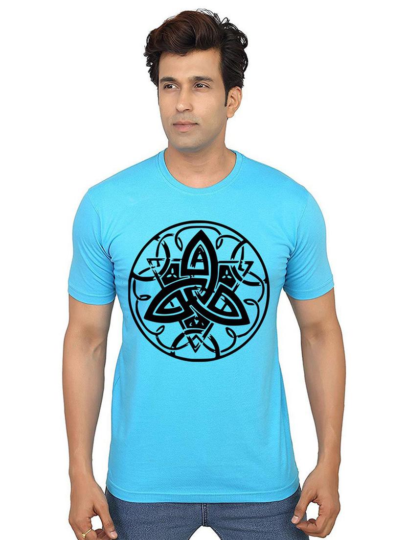 light blue front printed casual t-shirt - 21014116 - Zoom Image - 0