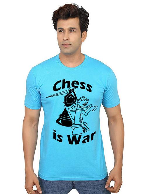 light blue front printed casual t-shirt - 21014149 - Standard Image - 0
