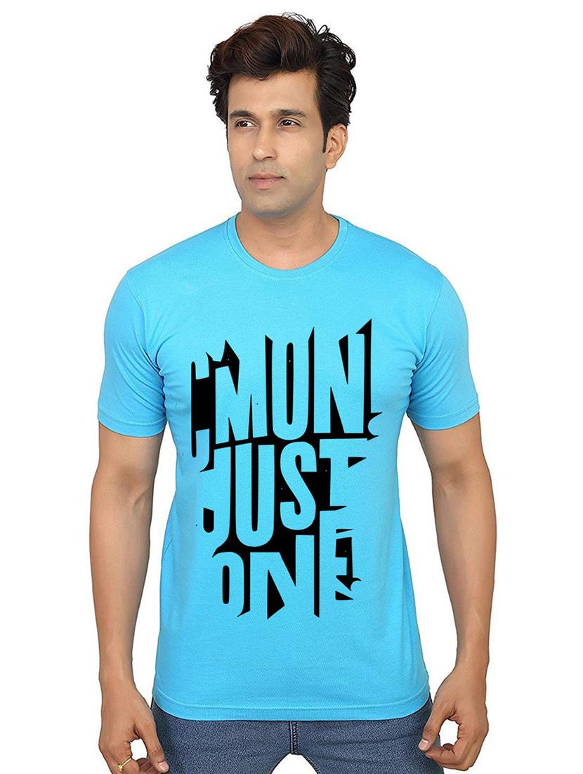 light blue front printed casual t-shirt - 21014185 -  Zoom Image - 0