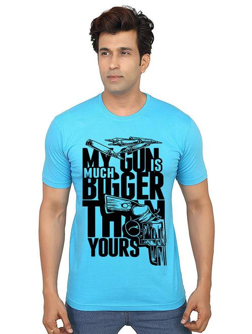 light blue front printed casual t-shirt - 21014326 - Standard Image - 0