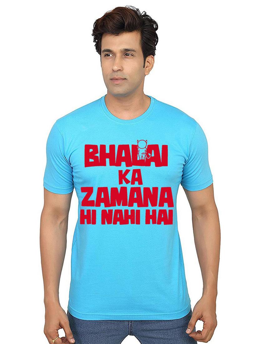 light blue front printed casual t-shirt - 21014652 -  Zoom Image - 0