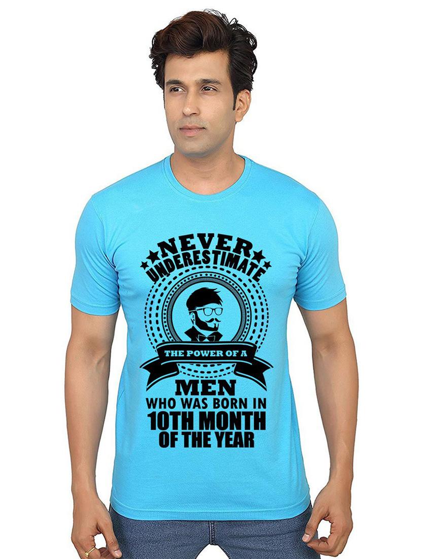 light blue front printed casual t-shirt - 21014932 -  Zoom Image - 0