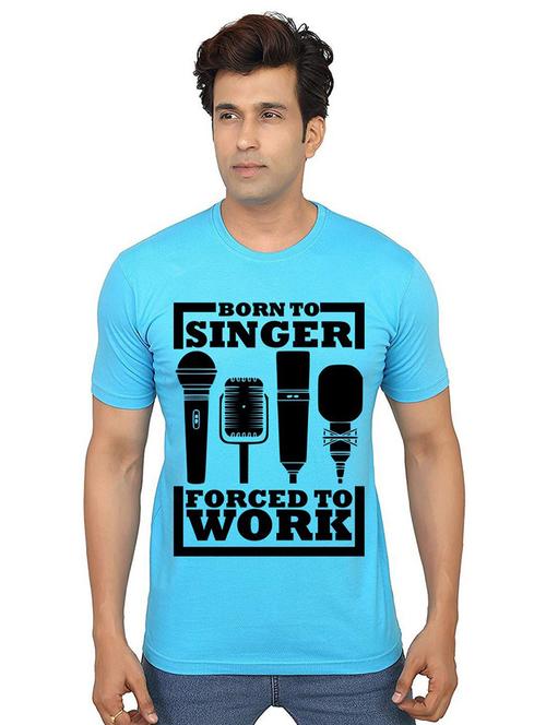 light blue front printed casual t-shirt - 21014940 - Standard Image - 0
