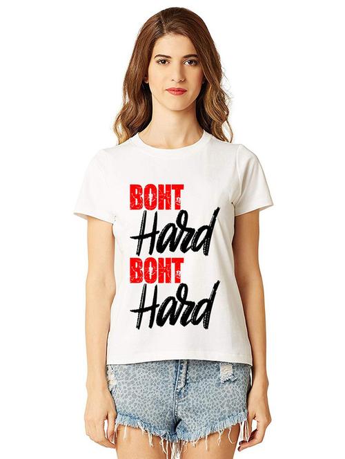women round neck front printed t-shirt - 21015256 - Standard Image - 0