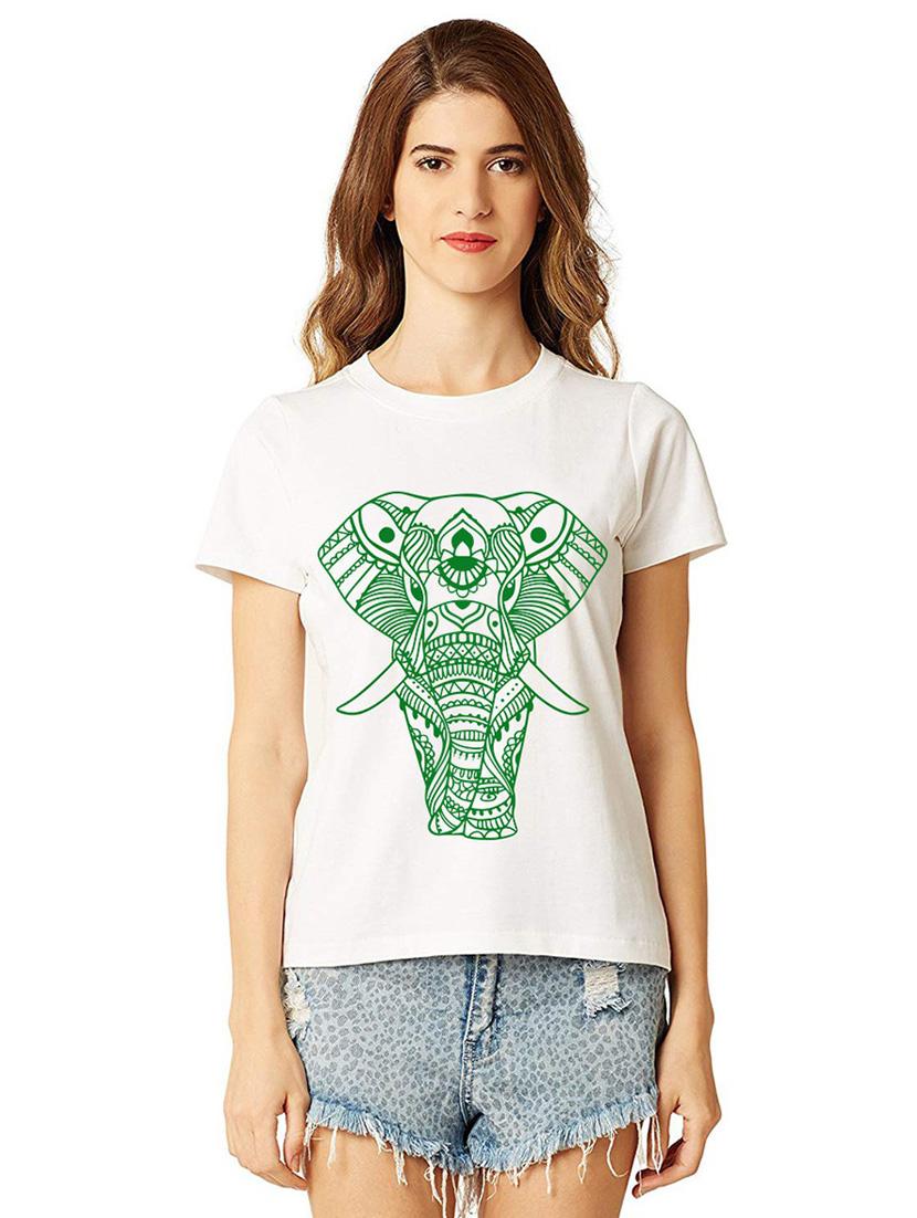 women round neck front print t-shirt - 21015276 -  Zoom Image - 0