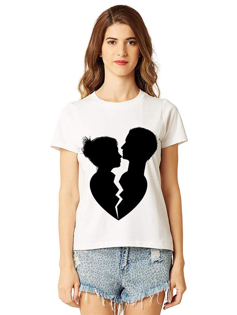 women round neck front print t-shirt - 21015299 - Zoom Image - 0