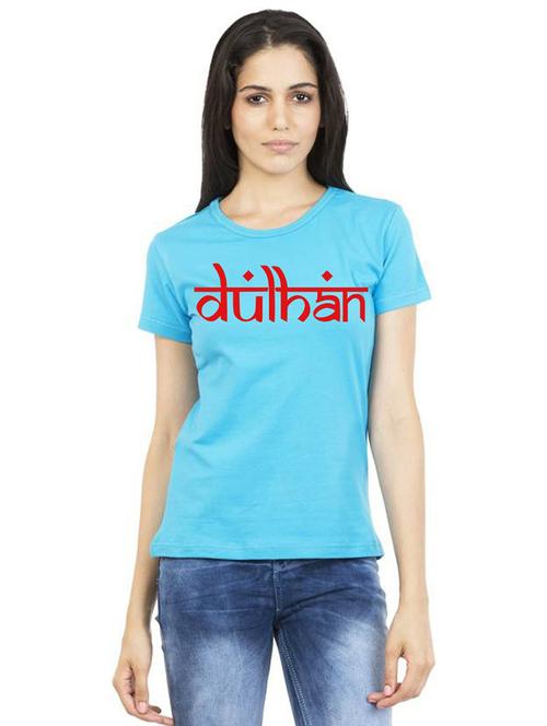 light blue front printed casual t-shirt - 21015378 - Standard Image - 0