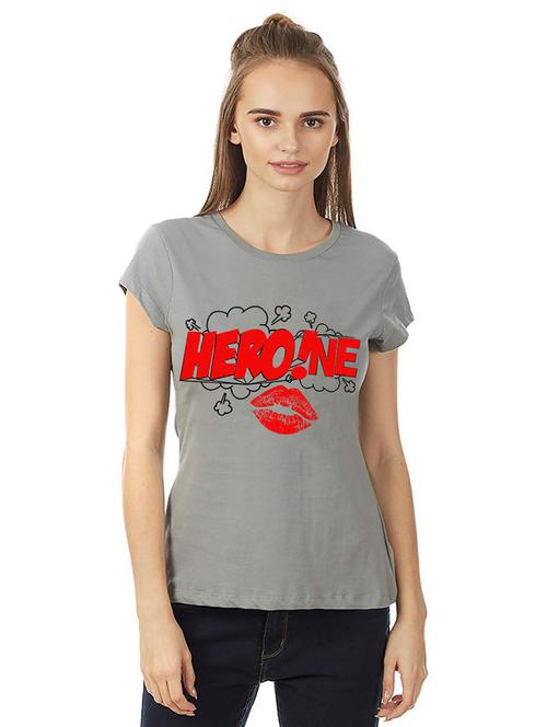 women round neck front print t-shirt - 21015590 - Standard Image - 0