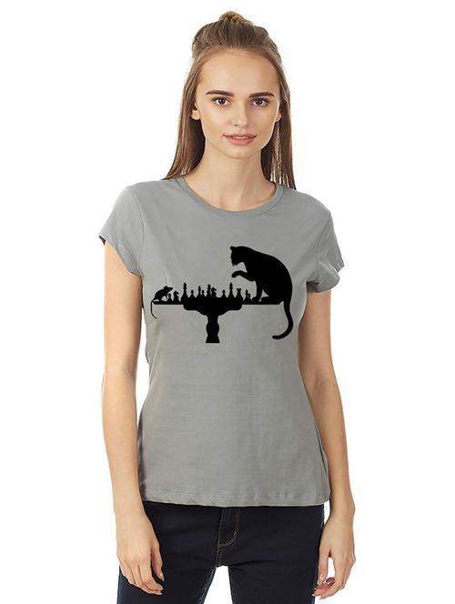 women round neck chest printed t-shirt - 21015634 - Standard Image - 0