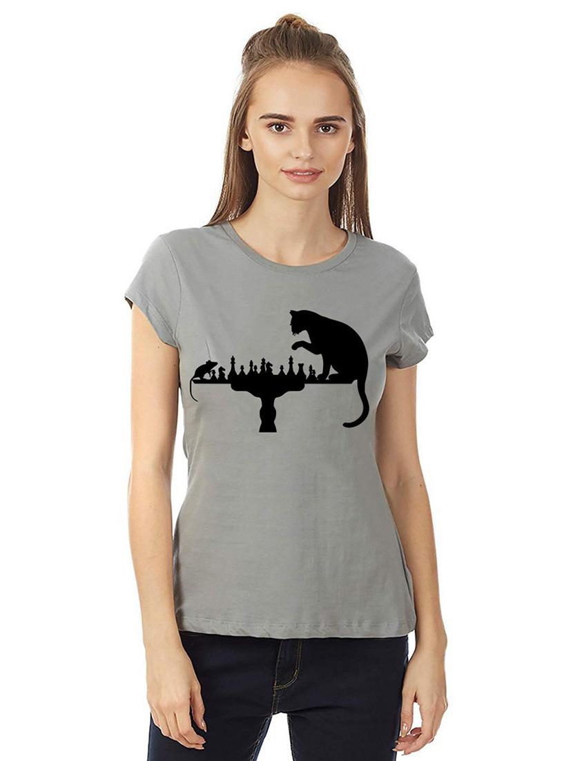 women round neck chest printed t-shirt - 21015634 - Zoom Image - 0