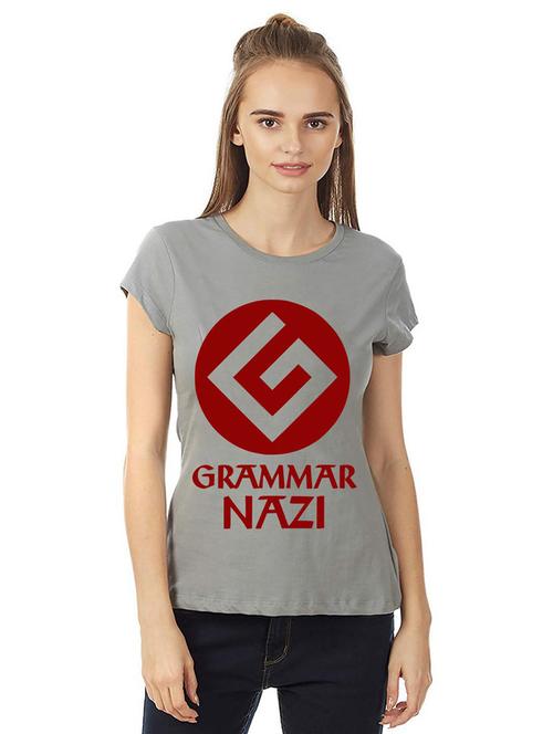grey front printed casual t-shirt - 21015650 -  Standard Image - 0