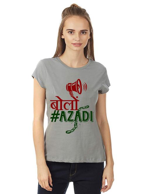 women round neck front print t-shirt - 21015659 - Standard Image - 0