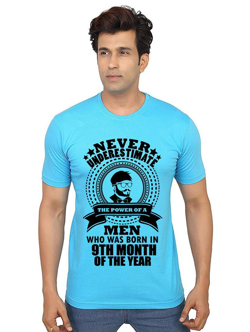 light blue front printed casual t-shirt - 21015806 - Zoom Image - 0