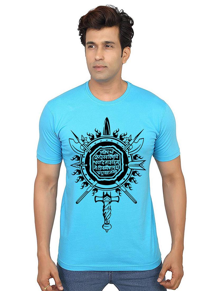 men round neck front print t-shirt