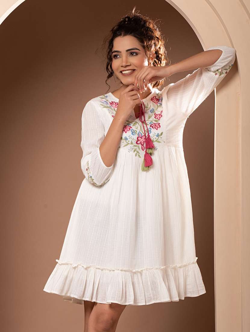 white embroidered detailed dress - 21015935 -  Standard Image - 5