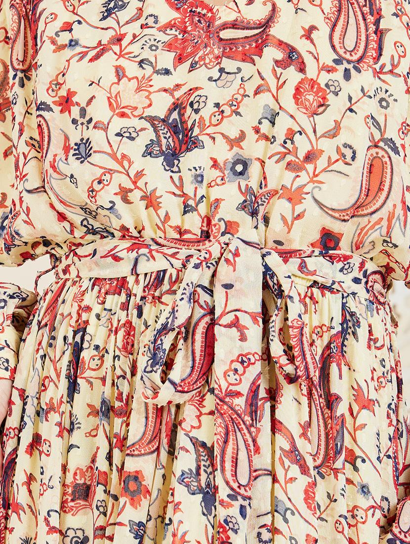 women v-neck printed a-line dress - 21015995 - Standard Image - 3