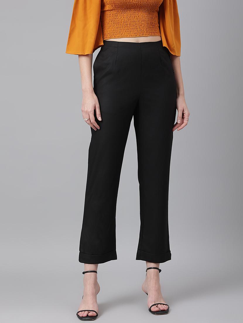 women solid high rise trouser - 21016031 - Zoom Image - 0