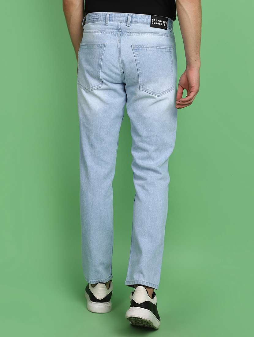 men light blue distressed slim fit jeans - 21016230 -  Standard Image - 3