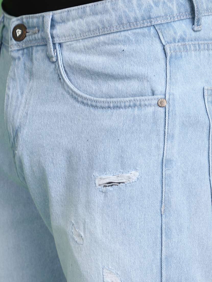 men light blue distressed slim fit jeans - 21016230 -  Standard Image - 5