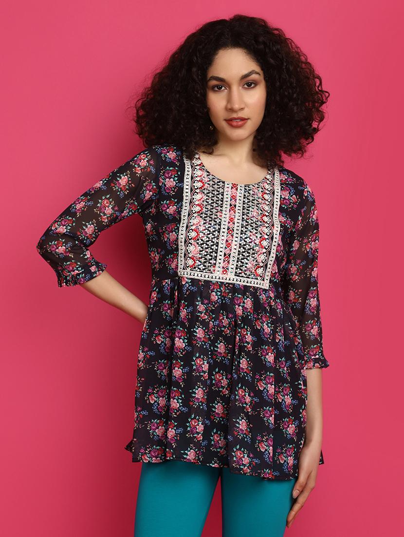 women orange printed round neck top - 21016246 -  Zoom Image - 0