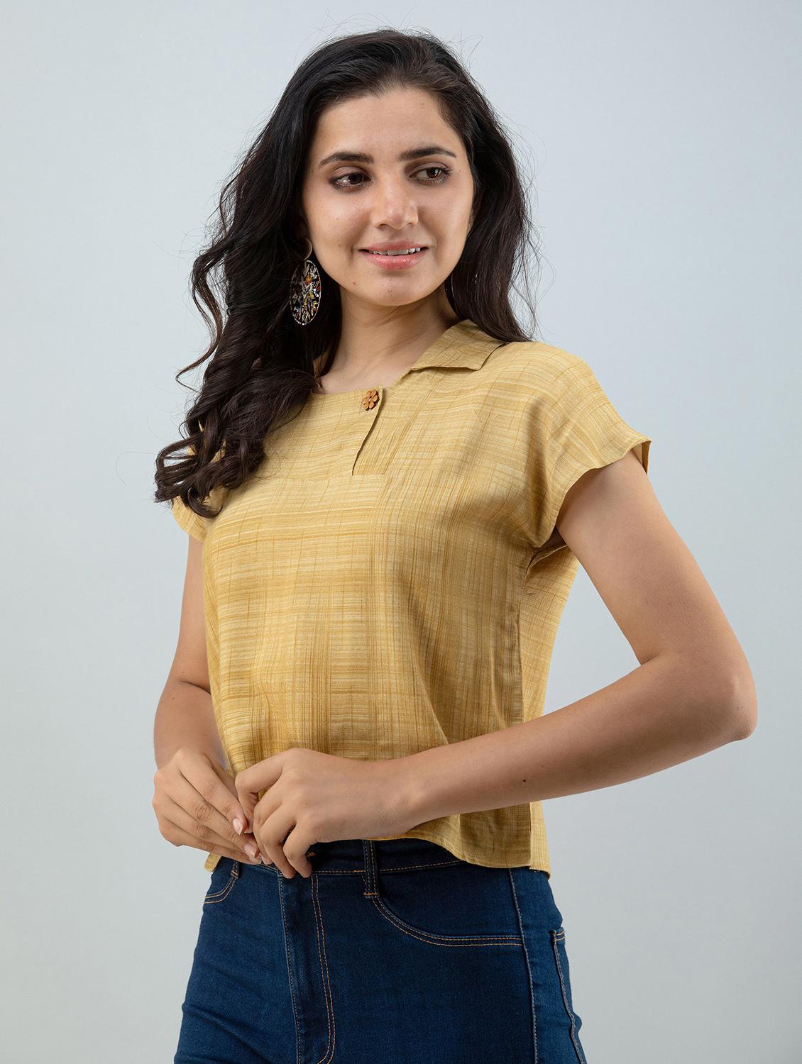 beige viscose crop top - 21016429 - Zoom Image - 0