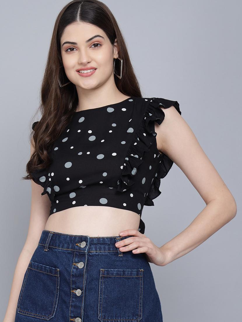 black viscose crop top - 21016448 - Zoom Image - 0