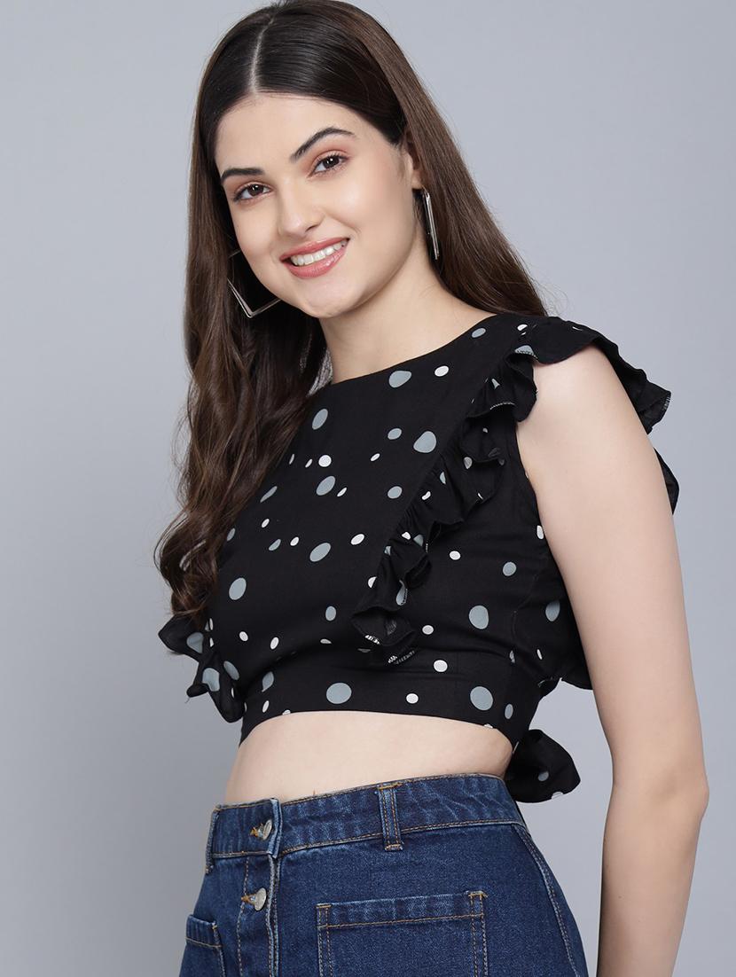 black viscose crop top - 21016448 - Standard Image - 3