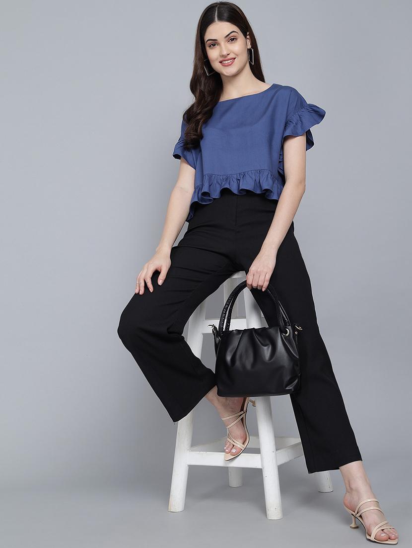 blue viscose crop top - 21016462 - Standard Image - 3