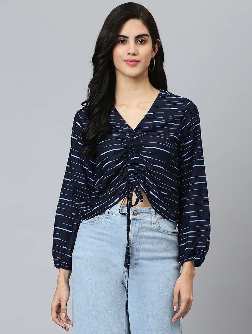 navy blue viscose crop top