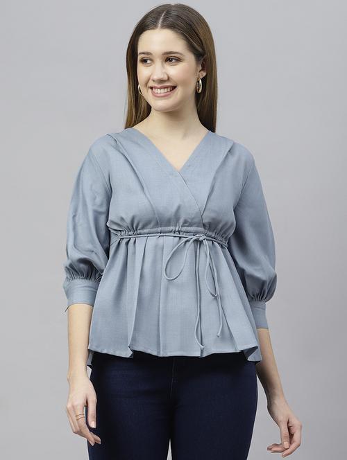 grey viscose solid top - 21016493 - Standard Image - 0
