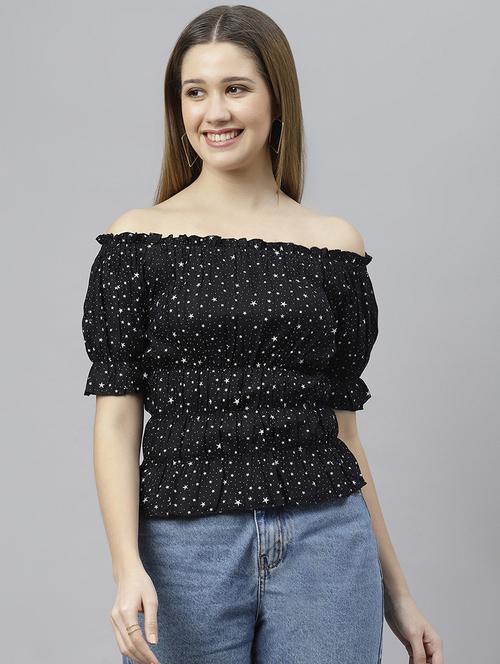 black printed detailed casual top - 21016496 -  Standard Image - 0