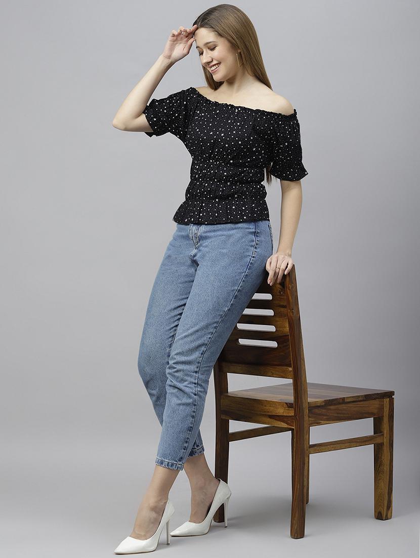 black printed detailed casual top - 21016496 - Standard Image - 3
