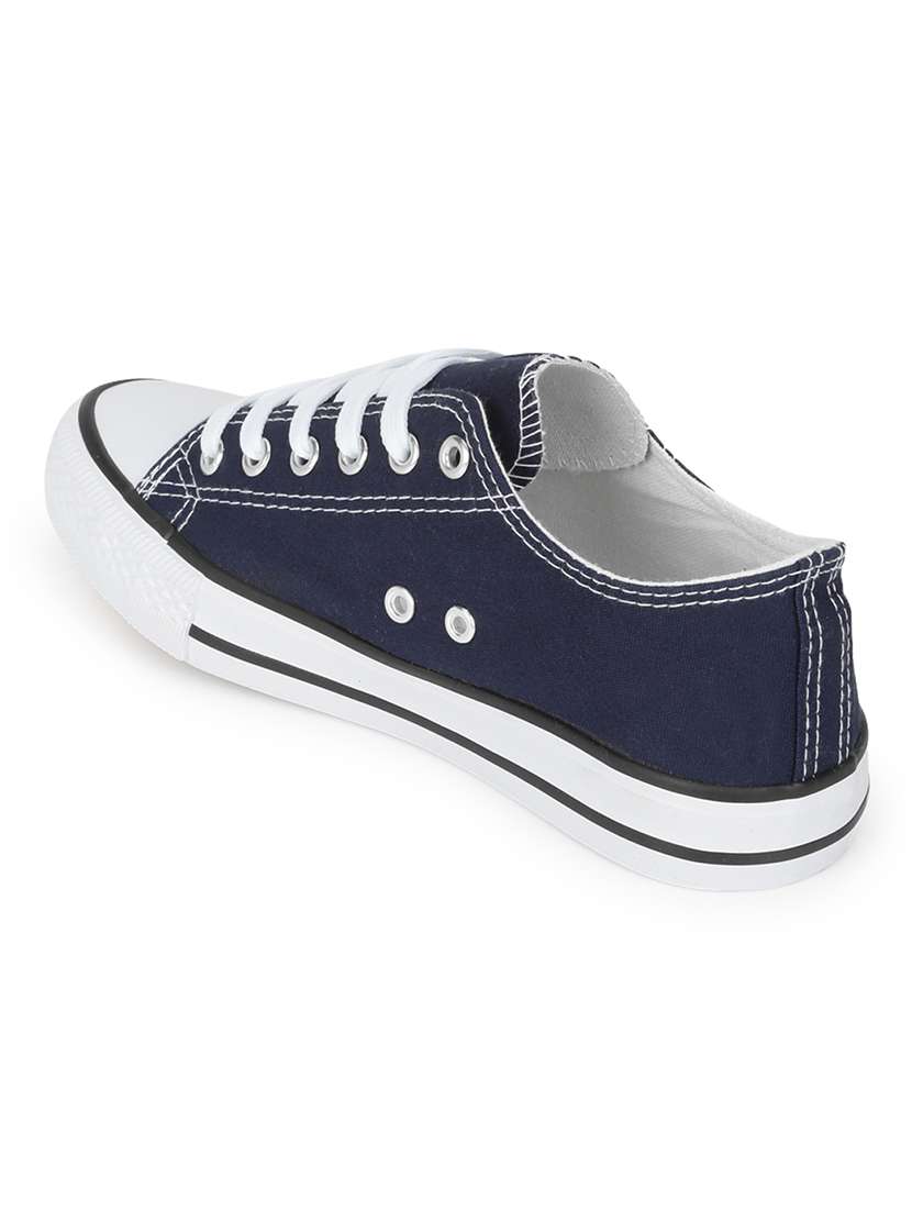 navy canvas laceup casual shoes - 21016580 -  Standard Image - 3