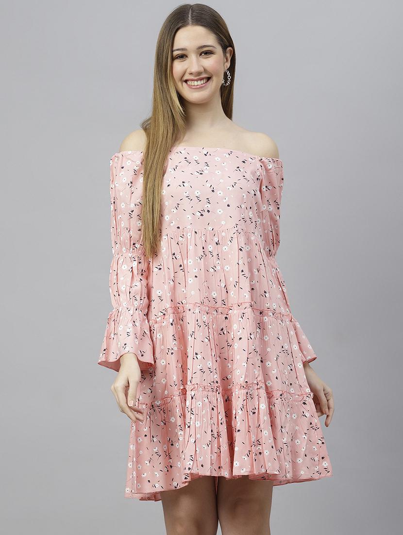 pink floral printed tiered detailed dress - 21016653 - Zoom Image - 0