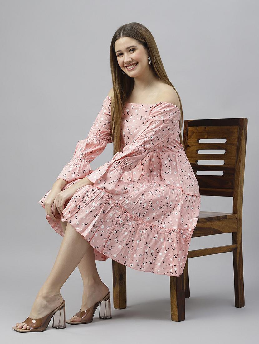 pink floral printed tiered detailed dress - 21016653 - Standard Image - 3
