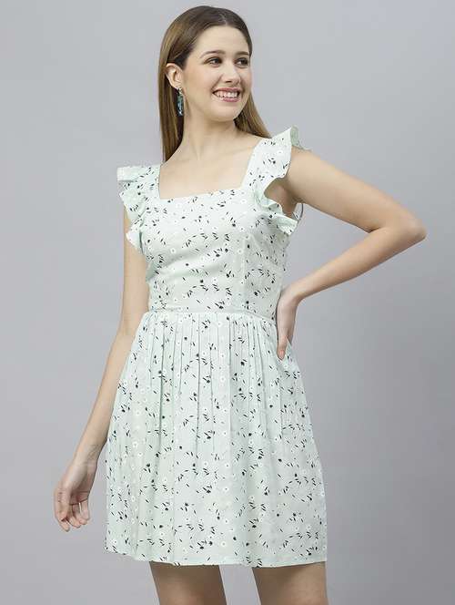 green floral printed detailed dress - 21016654 - Standard Image - 0