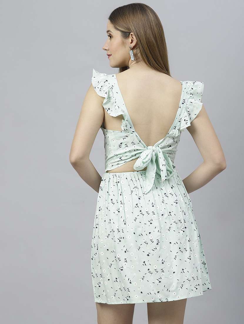 green floral printed detailed dress - 21016654 - Standard Image - 3